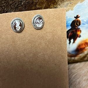 925 silver wild horse stud earrings